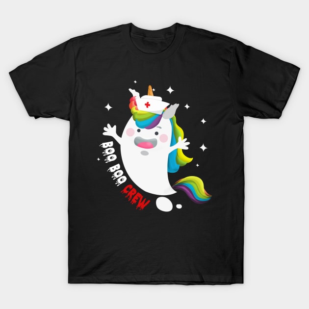 Boo Boo Crew Unicorn Nurse Ghost Halloween Costume T-Shirt by ROMANSAVINRST